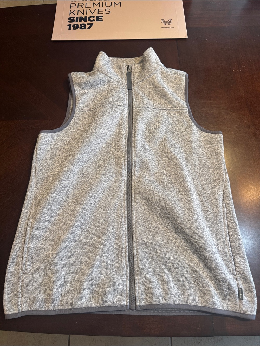 Eddie Bauer Heather Gray Sleeveless Fleece Vest with Full Zip